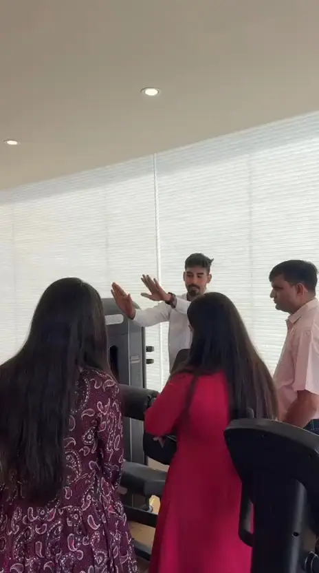 Patients and family inside the physiotherapy clinic on opening day